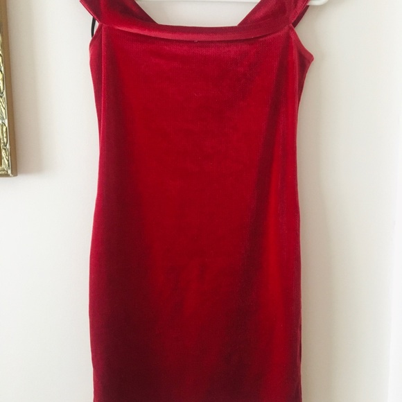 HOST PICK! Forever 21 Glam Edgy Red Velvet Dress - Picture 5 of 6